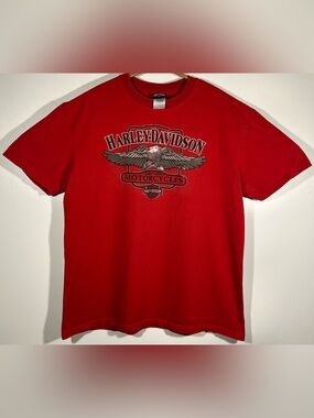 VTG Y2K Harley Davidson T Shirt XL Red Savannah GA Eagle Graphic River Street